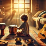 Kid playing with instruments